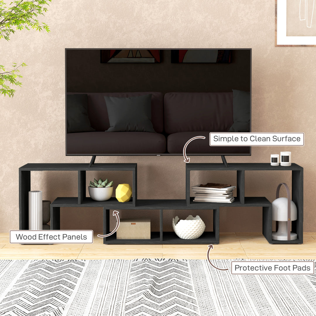 TV Stand for TVs up to 75 Inches, Free Combination TV Unit with Storage Shelves, Extendable Entertainment Centre for Living Room, Black Wood Grain
