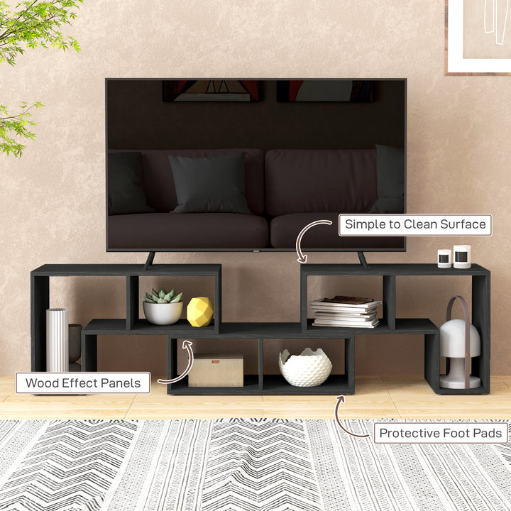 TV Stand for TVs up to 75 Inches, Free Combination TV Unit with Storage Shelves, Extendable Entertainment Centre for Living Room, Black Wood Grain