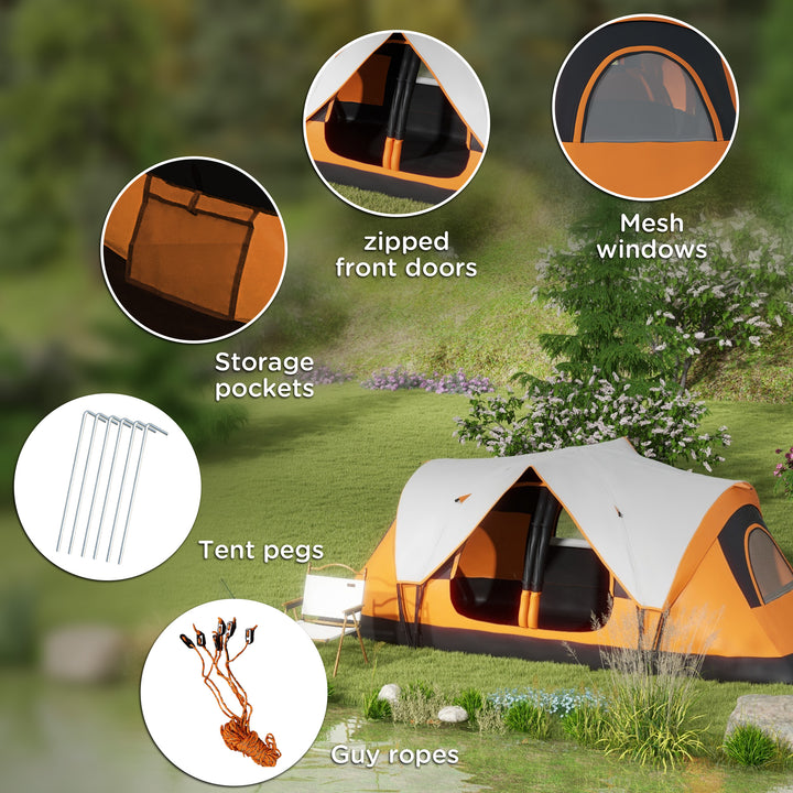 Six-Man Tent, with Two Rooms, Small Rainfly and Accessories - Orange