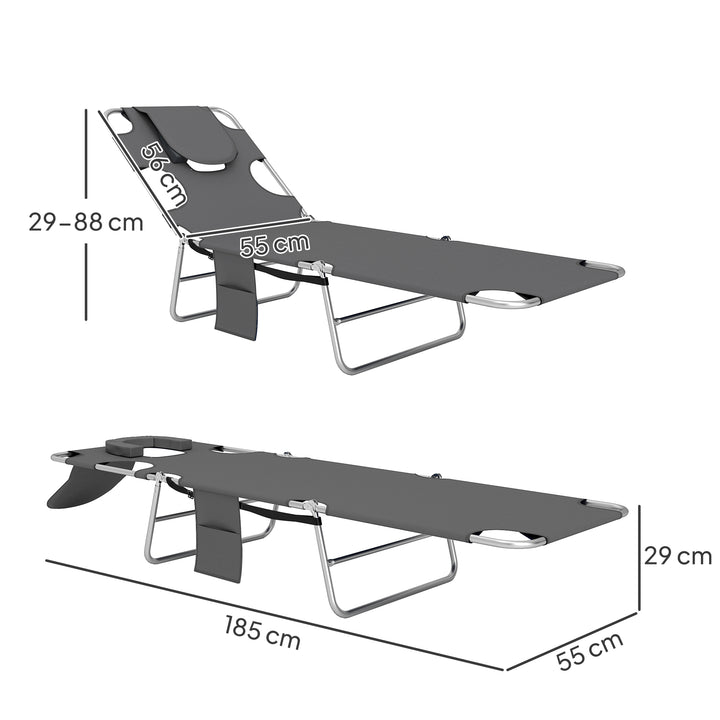 Reclining Face Hole Sun Lounger - Dark Grey
