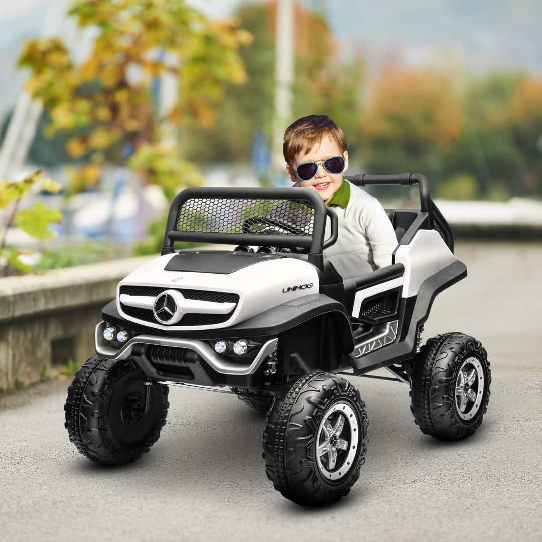 HOMCOM Mercedes-Benz Kids' Ride-On: 12V Battery Power, Remote Control, Lights & Horns, White