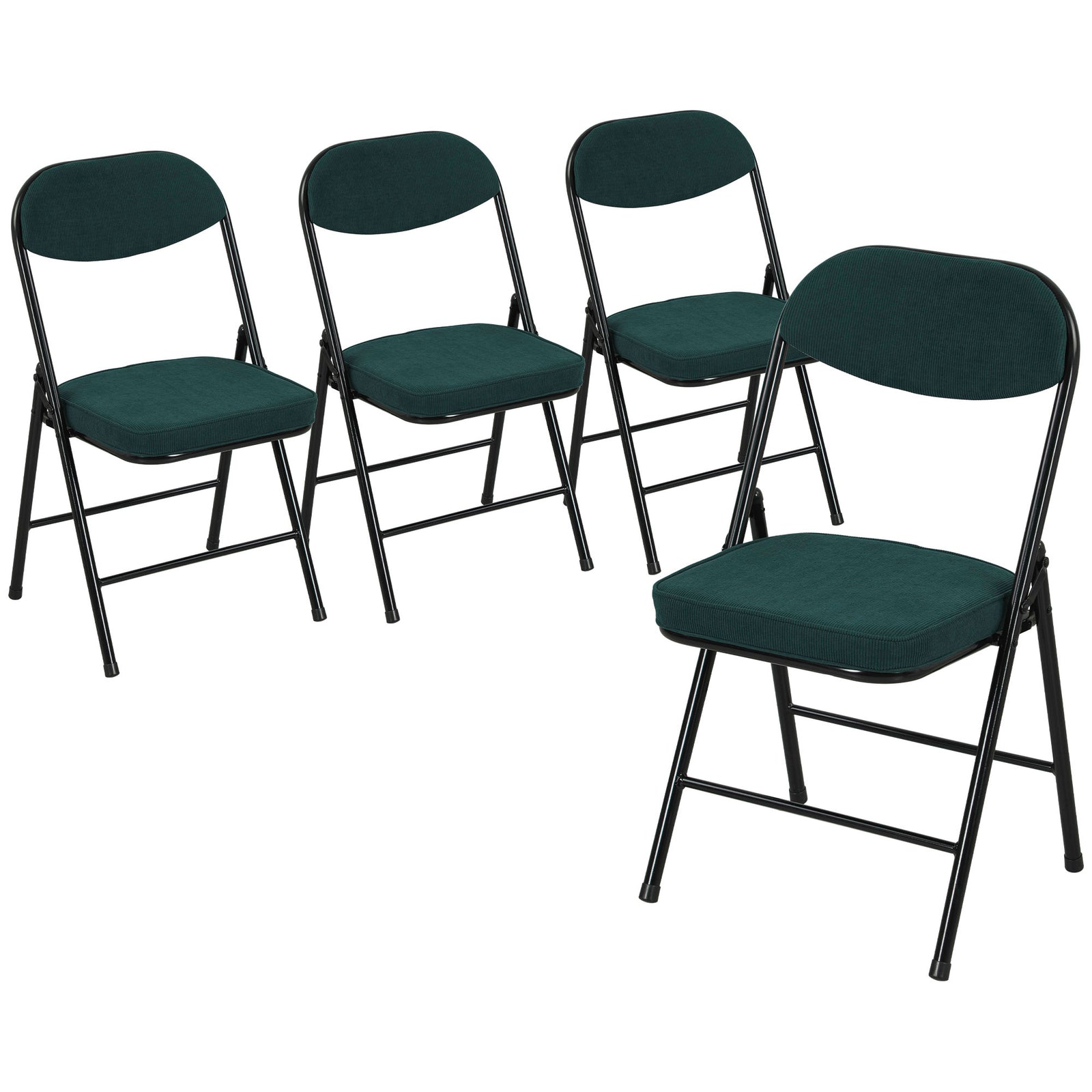 Set of Four Folding Corduroy Seat Chairs - Blue