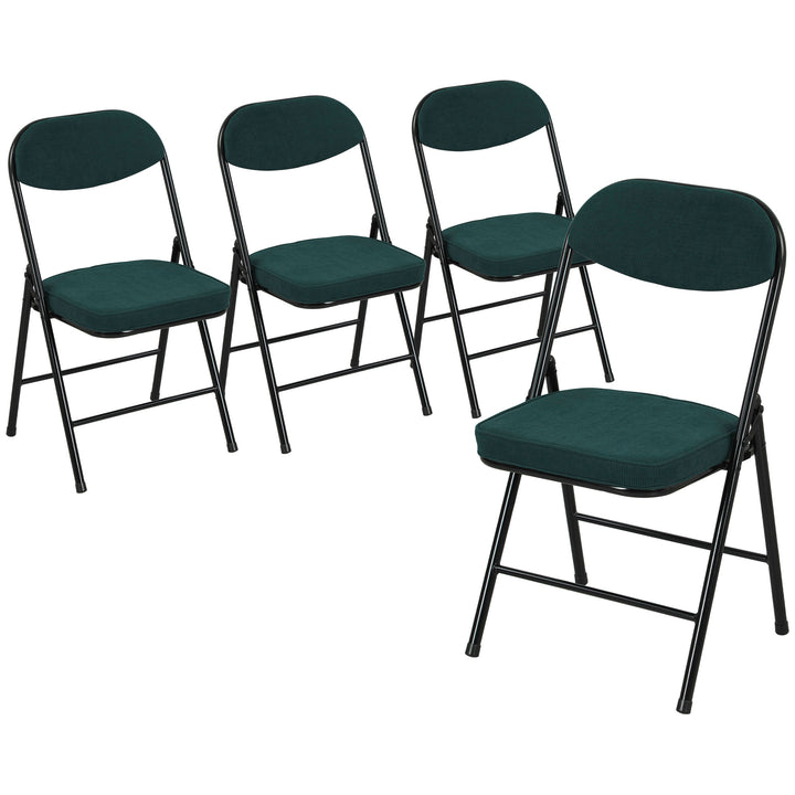 Set of Four Folding Corduroy Seat Chairs - Blue