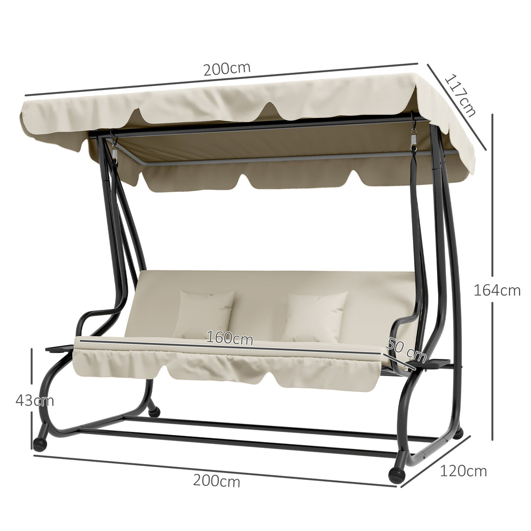 Convertible Three-Seater Swing Chair Bed - Cream