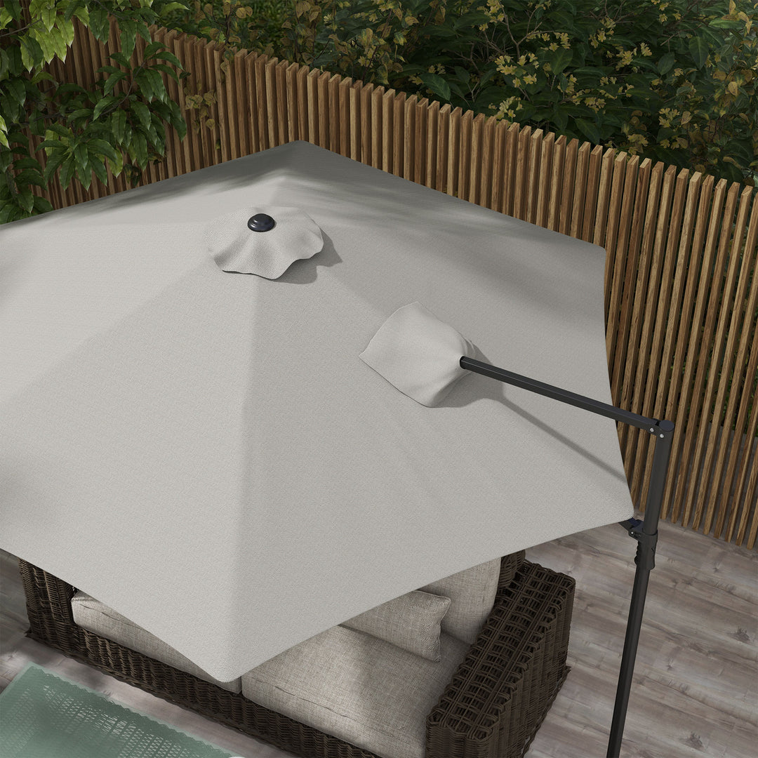2.5m Rotating Cantilever Parasol - Light Grey