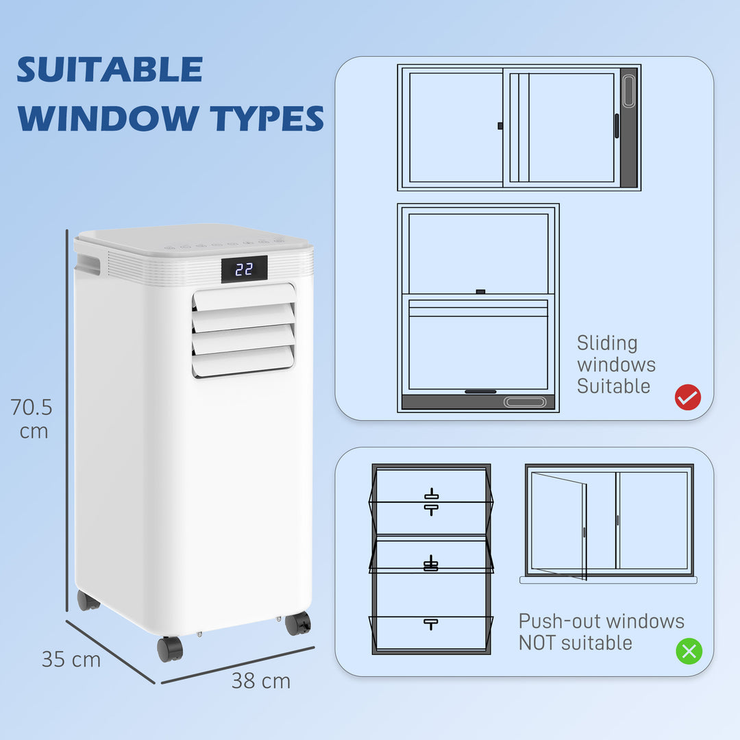 8000 BTU Air Conditioning Unit, 3-in-1 Portable Air Conditioner, Dehumidifier, Cooling Fan with Remote Control, Digital Display, 2 Speeds, 24H Timer, Window Venting Kit, 18m²