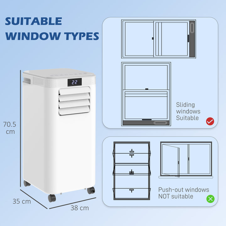 8000 BTU Air Conditioning Unit, 3-in-1 Portable Air Conditioner, Dehumidifier, Cooling Fan with Remote Control, Digital Display, 2 Speeds, 24H Timer, Window Venting Kit, 18m²