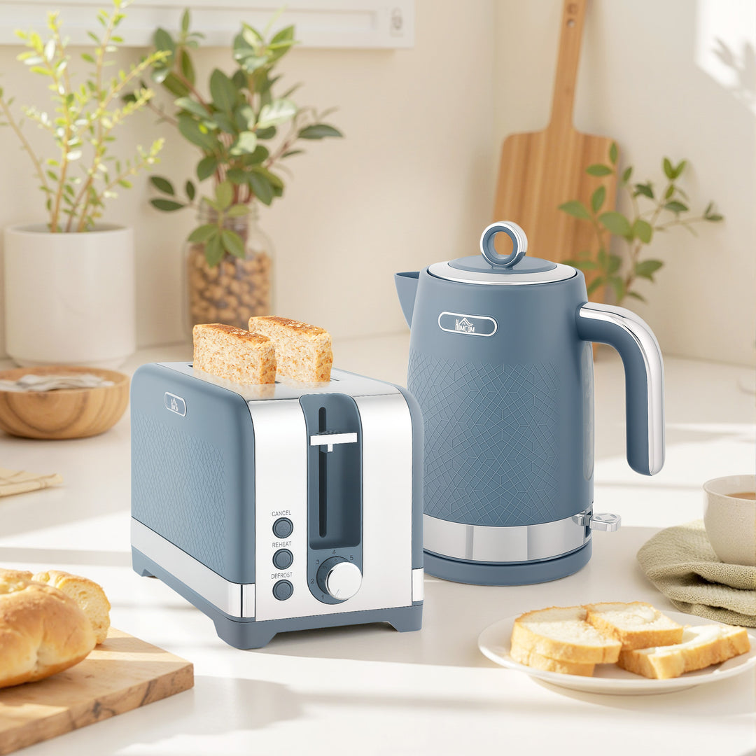 MCL Sleek Textured Kettle and Toaster Set - Blue