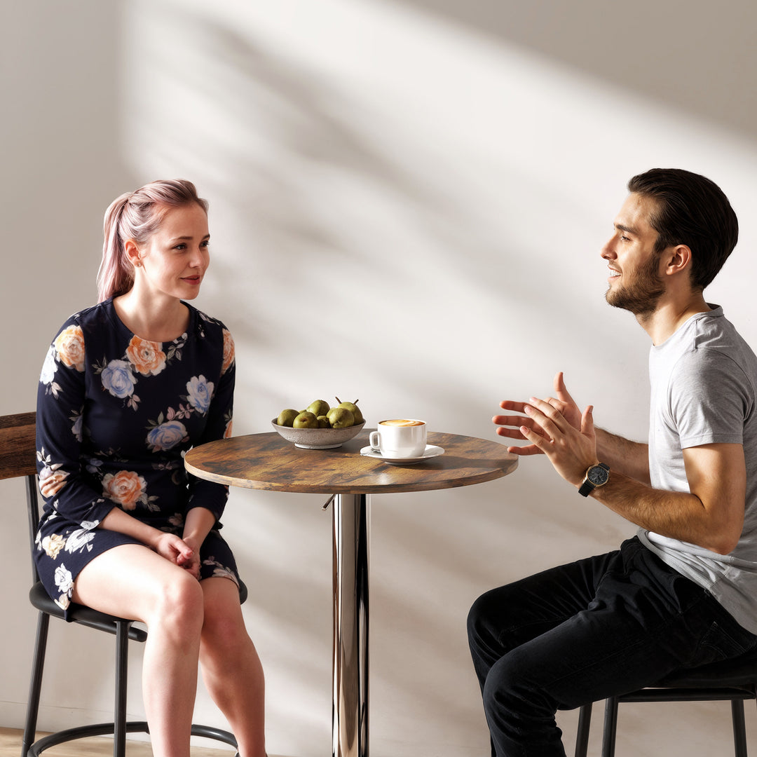 MCL Round Bar Table, 360 Degree Swivel Counter Pub Table with Adjustable Height, for Kitchen, Cafe, Rustic Brown