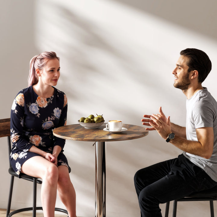 MCL Round Bar Table, 360 Degree Swivel Counter Pub Table with Adjustable Height, for Kitchen, Cafe, Rustic Brown