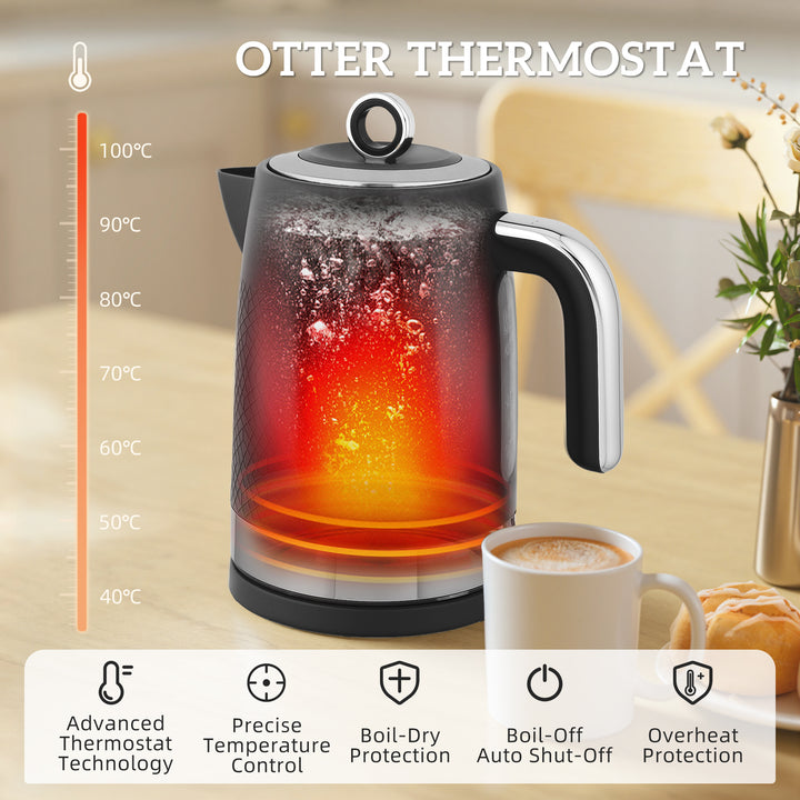 MCL Sleek Textured Kettle and Four-Slice Toaster Set - Black