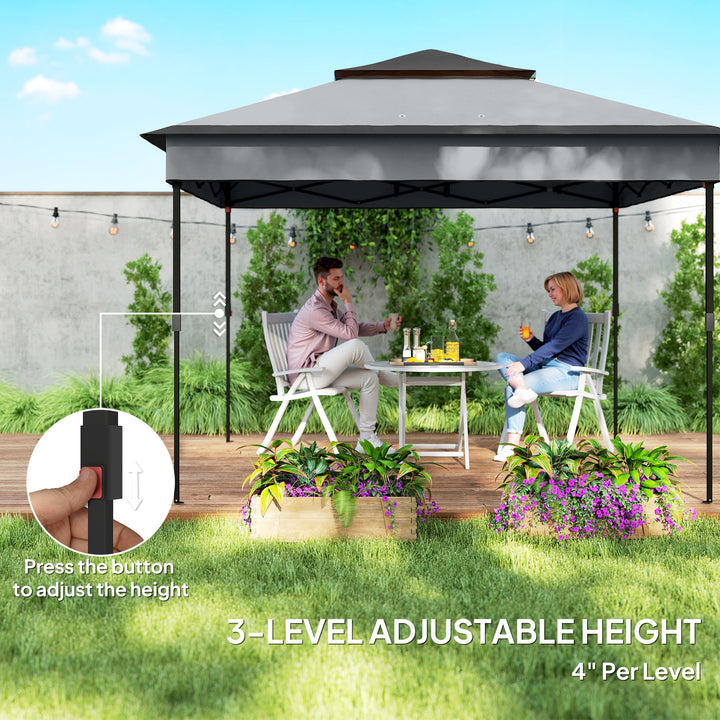 3 x 3(m) Pop Up Gazebo, Height Adjustable Instant Event Shelter with Netting and Carrying Bag, Grey
