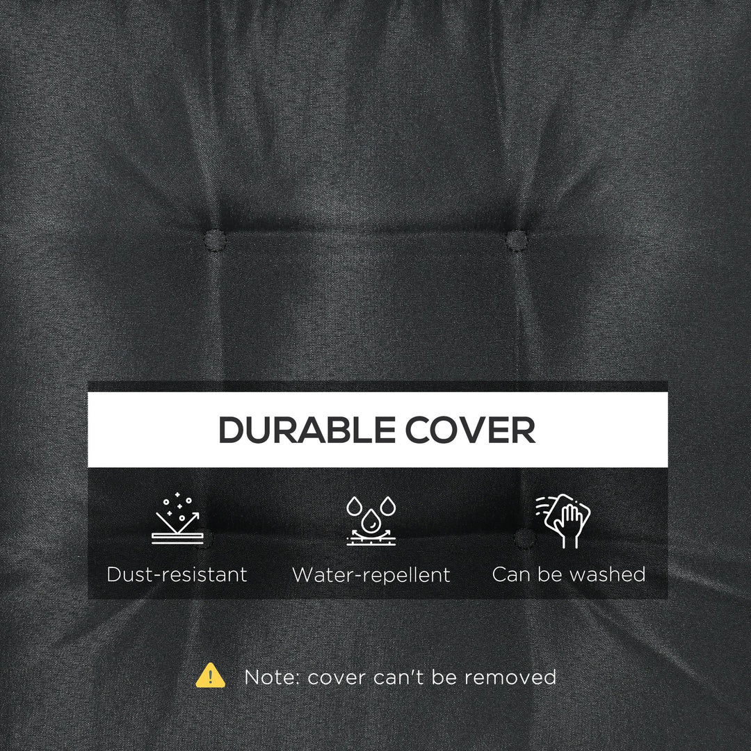 Set of 4 Garden Seat Cushion with Ties, 42 x 42cm Replacement Dining Chair Seat Pad, Black