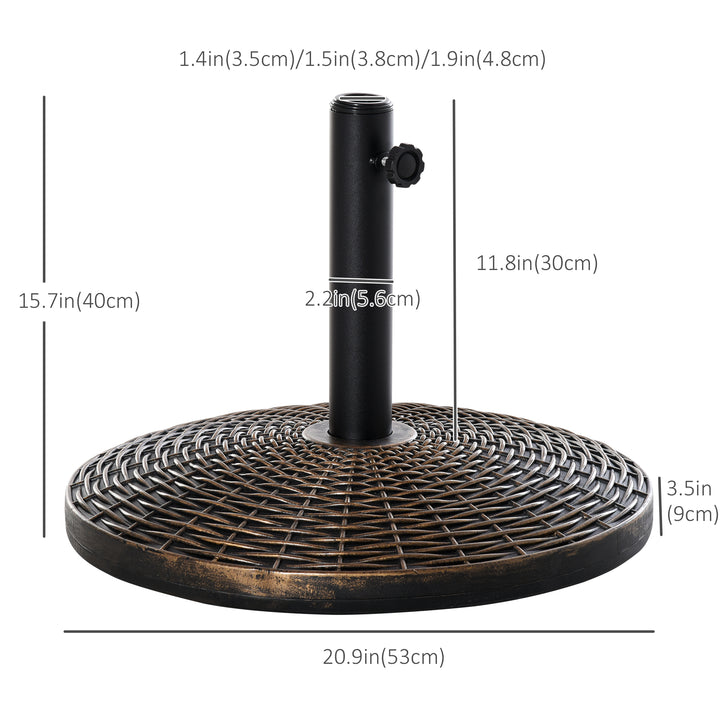 25 kg Plastic and Cement Rattan Pattern Parasol Base - Antique Bronze
