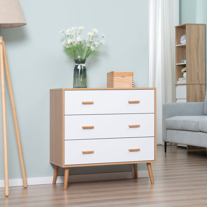MCL Chest of Drawers with 3 Drawers, Bedroom Cabinet, Storage Organizer for Living Room, White and Natural