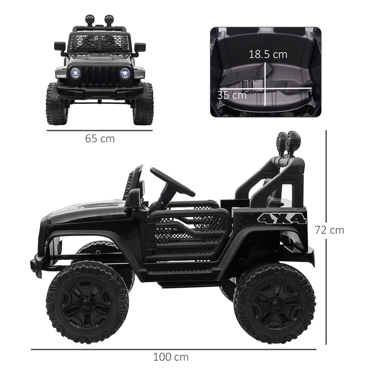 Kids Electric Ride On Car 12V Off Road Toy with Parental Remote Control 2 Motors Horn Lights Suspension Wheels for 3-6 Years Old Black