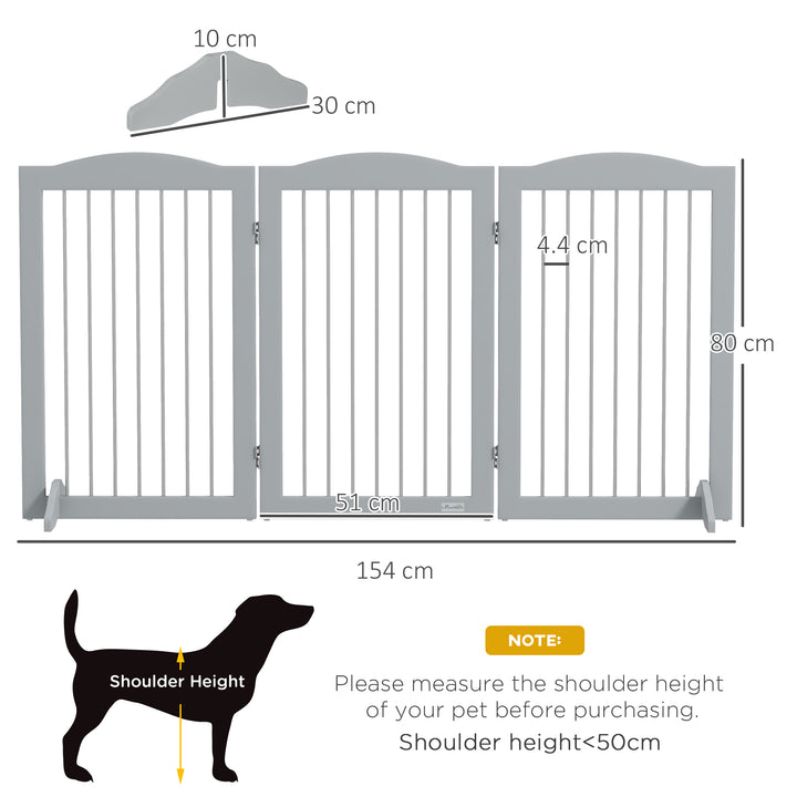 PawHut Foldable Dog Gate, Freestanding Pet Gate, with Two Support Feet, for Staircases, Hallways, Doorways - Grey | Aosom UK