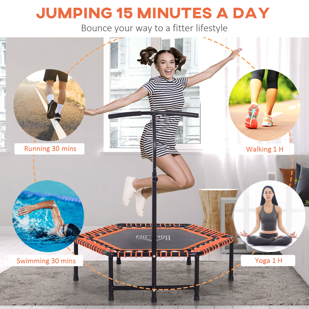 Mini Trampoline W/Adjustable Handle Bar - Black/Orange