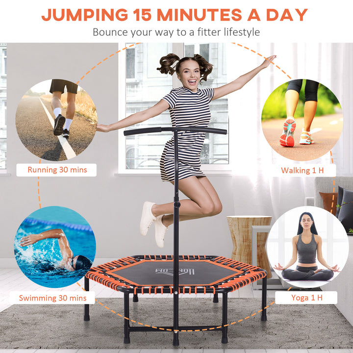 Mini Trampoline W/Adjustable Handle Bar - Black/Orange