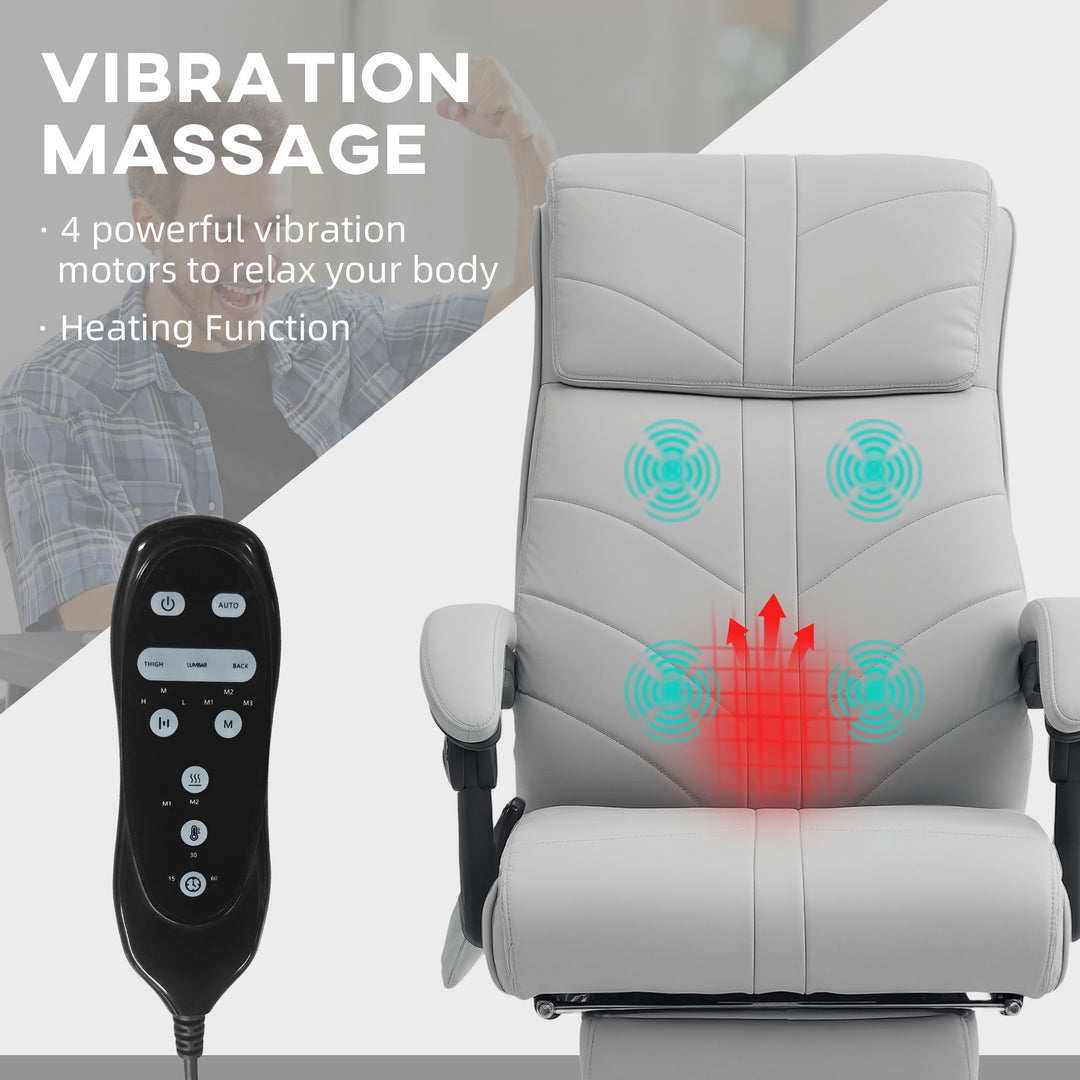 Faux Leather Massage Office Chair - Light Grey