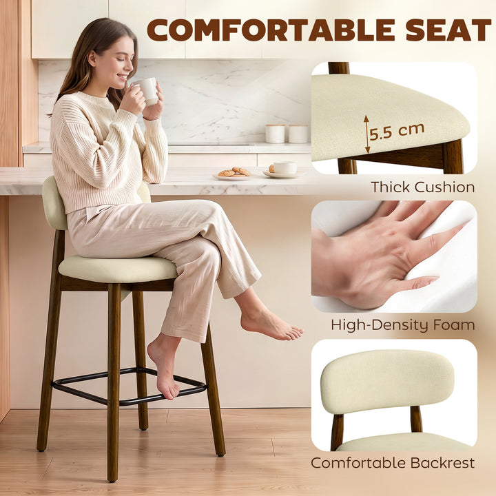 Bar Stools Curved Open Back Padded Seat Footrest Set of 2 for Kitchen - view 5
