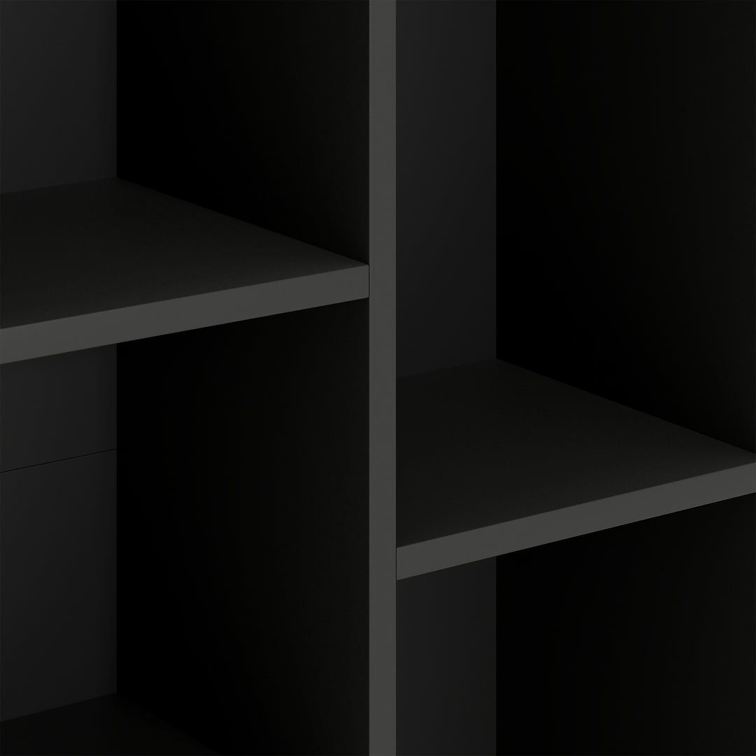 2-Tier Bookshelf with 5 Compartments - Black