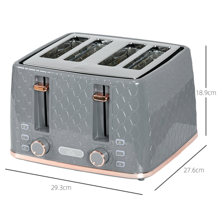 Four-Slice Honeycomb Toaster - Grey