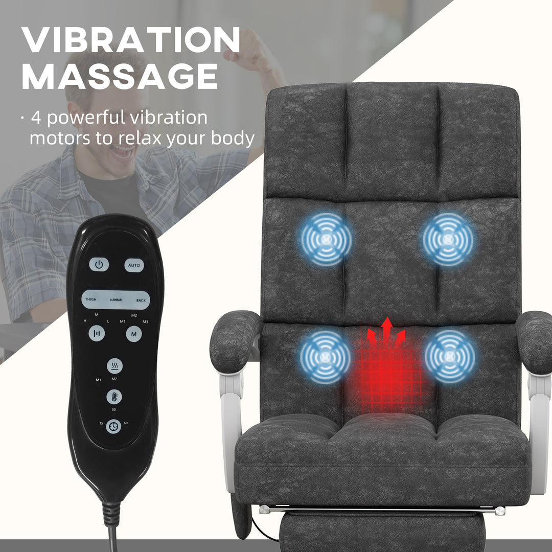 Massage Office Chair, Ergonomic Desk Chair, Comfy Work Study Chair with Heat, Padded Seat, 135° Reclining Back and Footrest for Home Office, Charcoal Grey