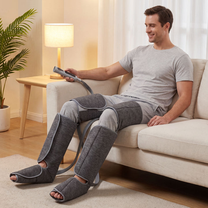 Leg Massager with Heat, Compression, 3 Auto Modes &amp; 3 Intensities, Foo