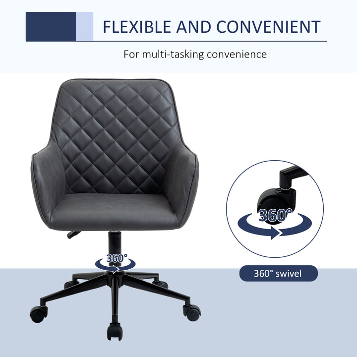 MCL Office Desk Chair, Leather-Feel Fabric Computer Swivel Chair with Rolling Wheels and Adjustable Height for Home, Grey