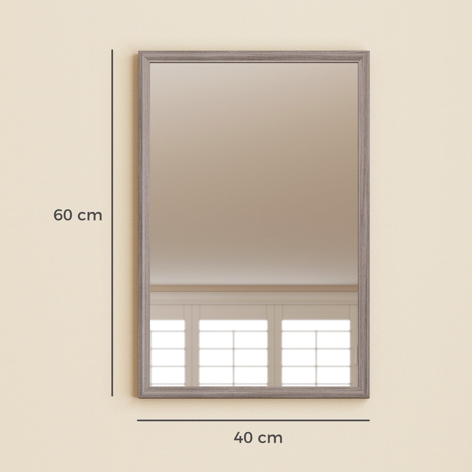 Wall Bathroom Mirror, 40 x 60 cm Wall-Mounted Mirror for Living Room, 