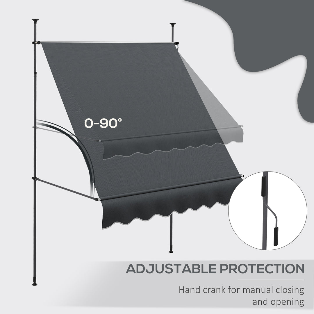 2 x 1.2m Manual Retractable Awning - Grey