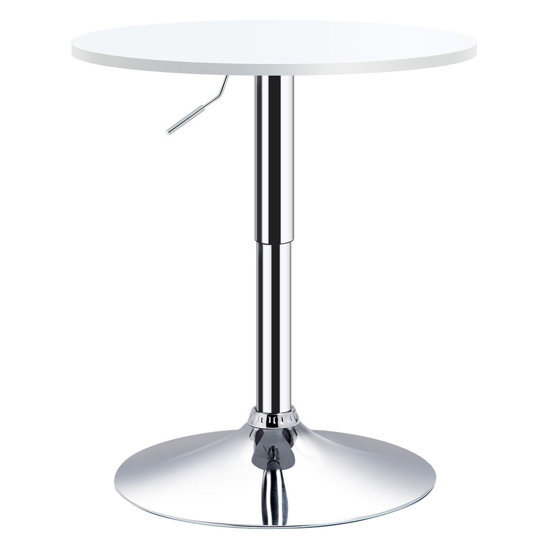 MCL Bar Table 60cm Adjustable Height Round Bistro Table w/ Swivel Top Metal Frame Counter Surface Stylish Kitchen Conservatory White