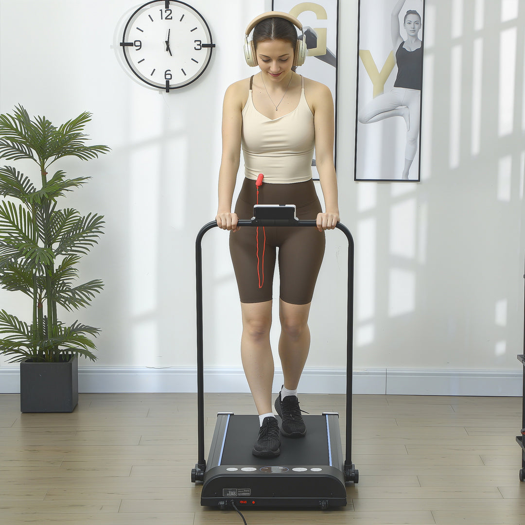 Foldable Walking Treadmill, with LED Display and Wheels, for Home, Office, Gym, Blue