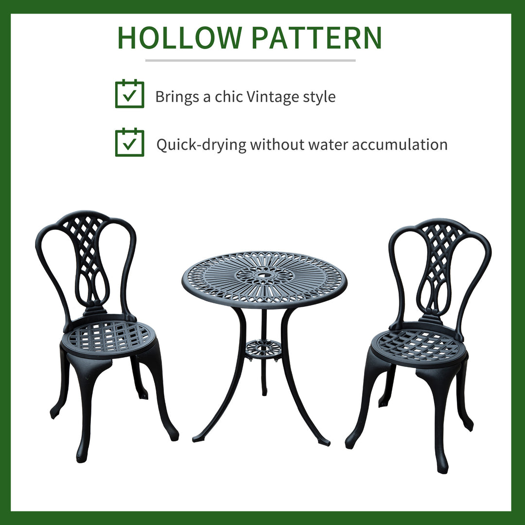 HOMCOM 3 Piece Patio Cast Aluminium Bistro Set Garden Outdoor Furniture Table and Chairs Shabby Chic Style