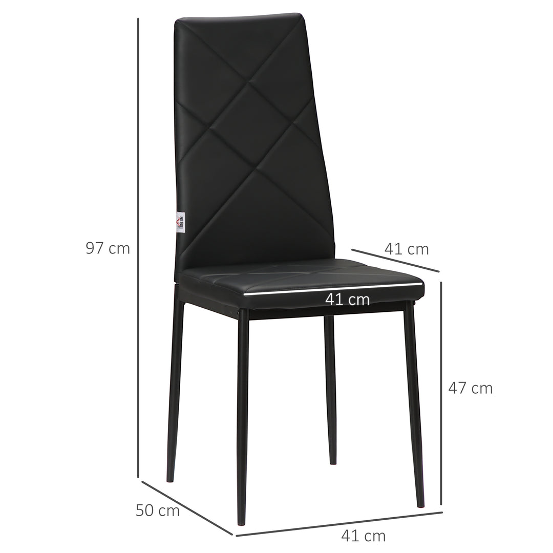 Set of 4 Faux Leather Dining Chairs - Black