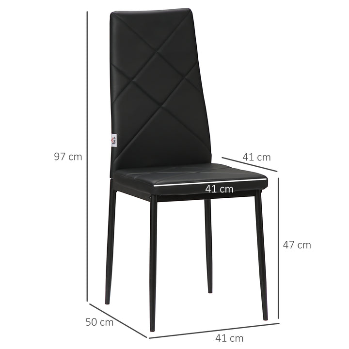 Set of 4 Faux Leather Dining Chairs - Black
