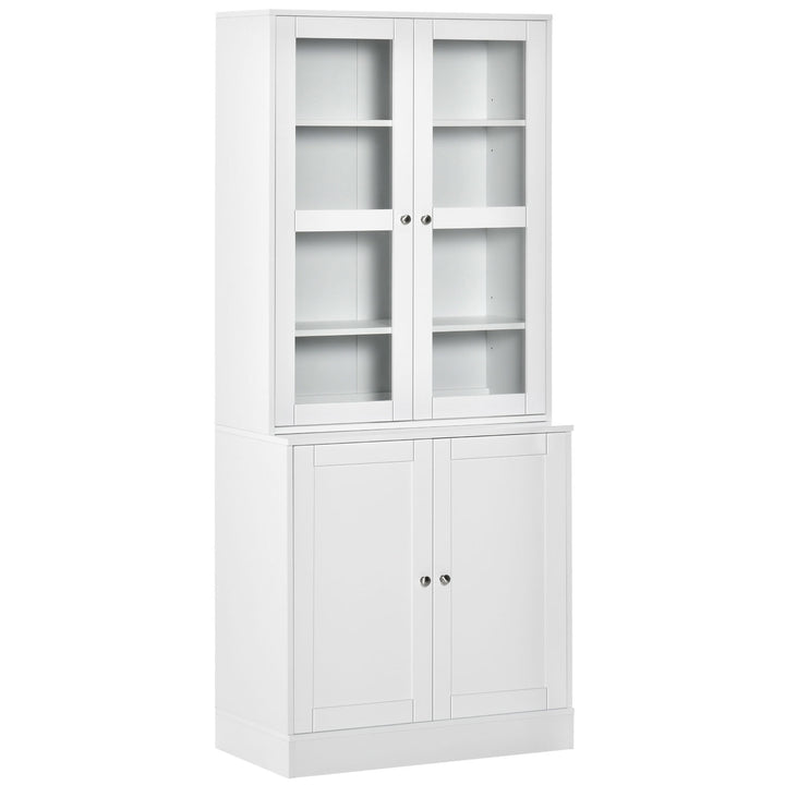 HOMCOM Modern Bookcase with Doors, Display Storage Cabinet with Adjustable Shelves for Living Room, Study, Office, White | Aosom UK