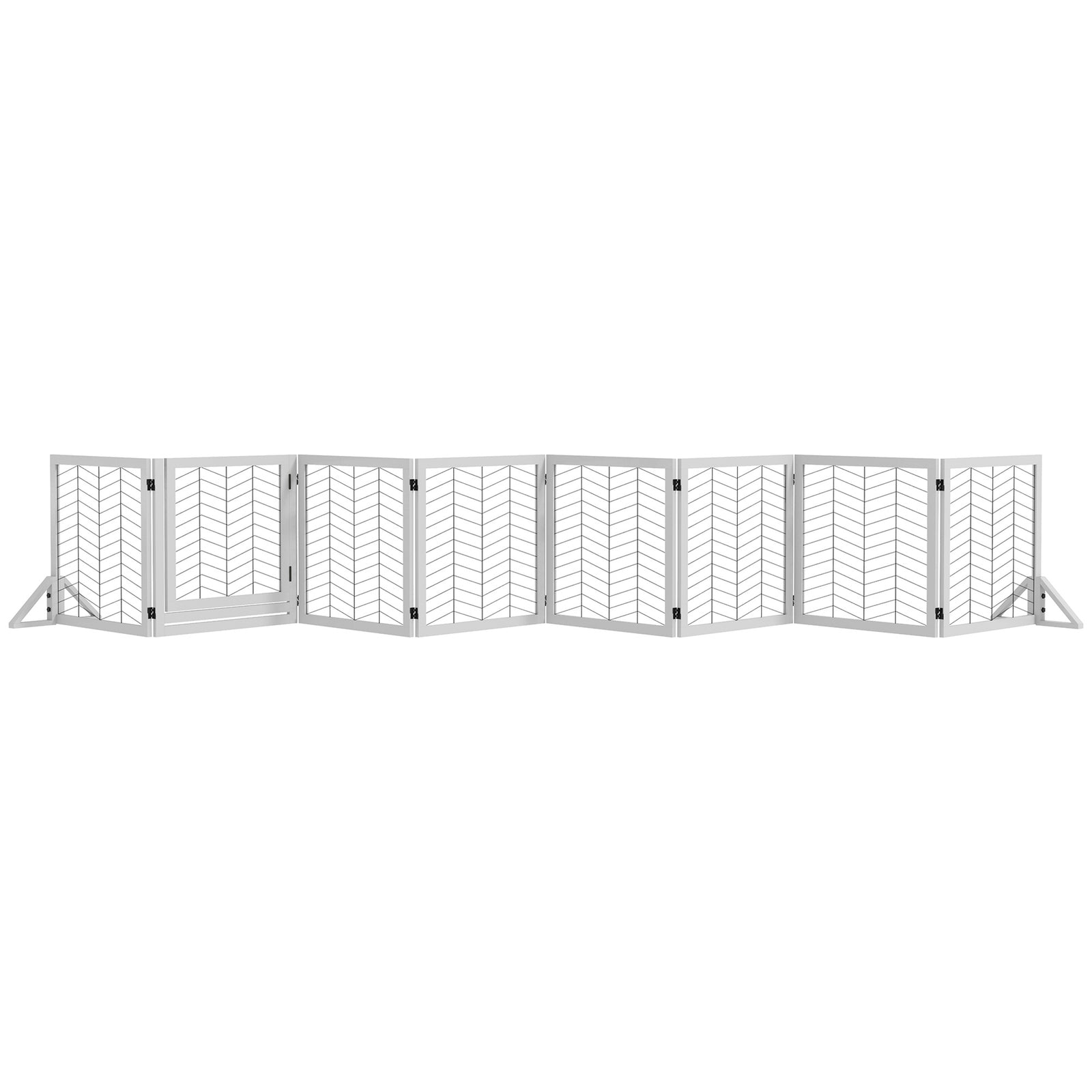 8 Panels Foldable Pet Gate with Support Feet, for House, Doorway, Stairs, Small and Medium Dogs - White