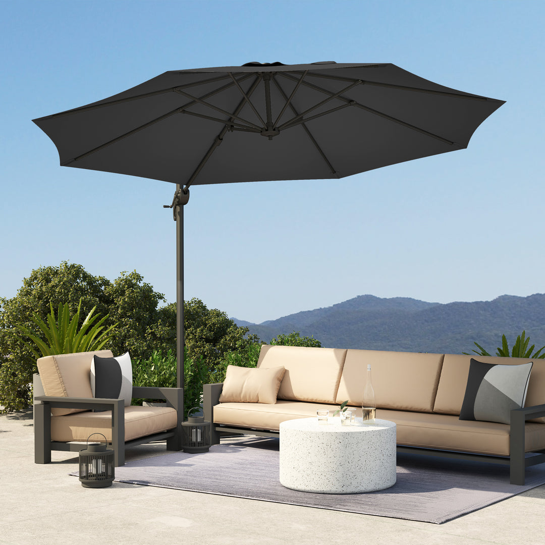 3 x 3m Overhanging Cantilever Parasol - Black