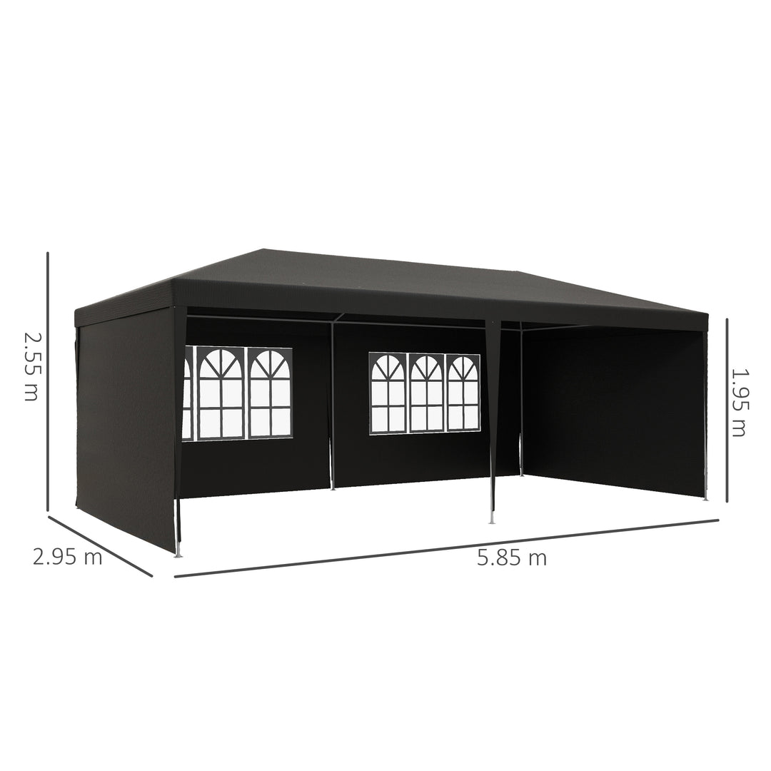 2.95 x 5.83 m Semi-Open Gazebo - Dark Grey