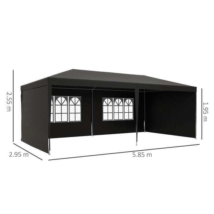 2.95 x 5.83 m Semi-Open Gazebo - Dark Grey