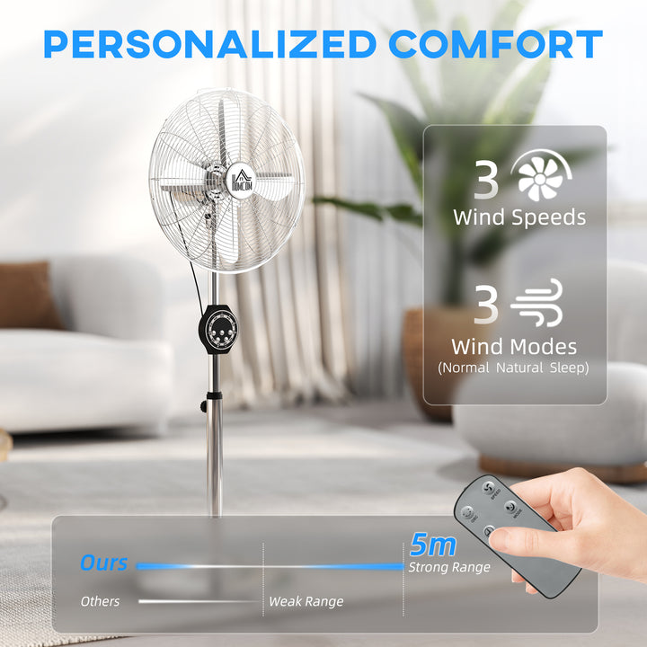 16" Metal Pedestal Fan with Oscillating, Adjustable Height - Silver Tone