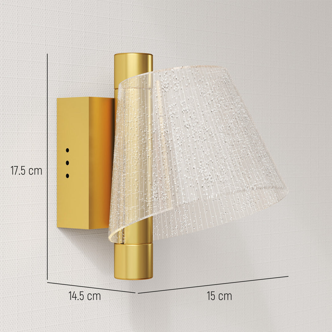 Led Wall Lamp 2 Pack, 5W Modern Indoor Starry Wall Light, Colour Temperature Adjustable 3000K/4000K/6500K, for Bedroom, Living Room, Hallway, Stairs, Gold Tone