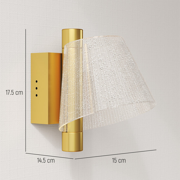 Led Wall Lamp 2 Pack, 5W Modern Indoor Starry Wall Light, Colour Temperature Adjustable 3000K/4000K/6500K, for Bedroom, Living Room, Hallway, Stairs, Gold Tone