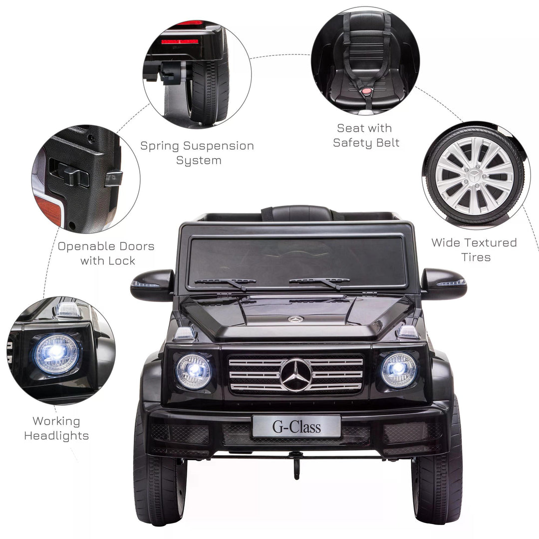 HOMCOM Compatible 12V Battery-powered Kids Electric Ride On Car Mercedes Benz G500 Toy w/ Parental Remote Control Music Lights MP3 Wheels | Aosom UK