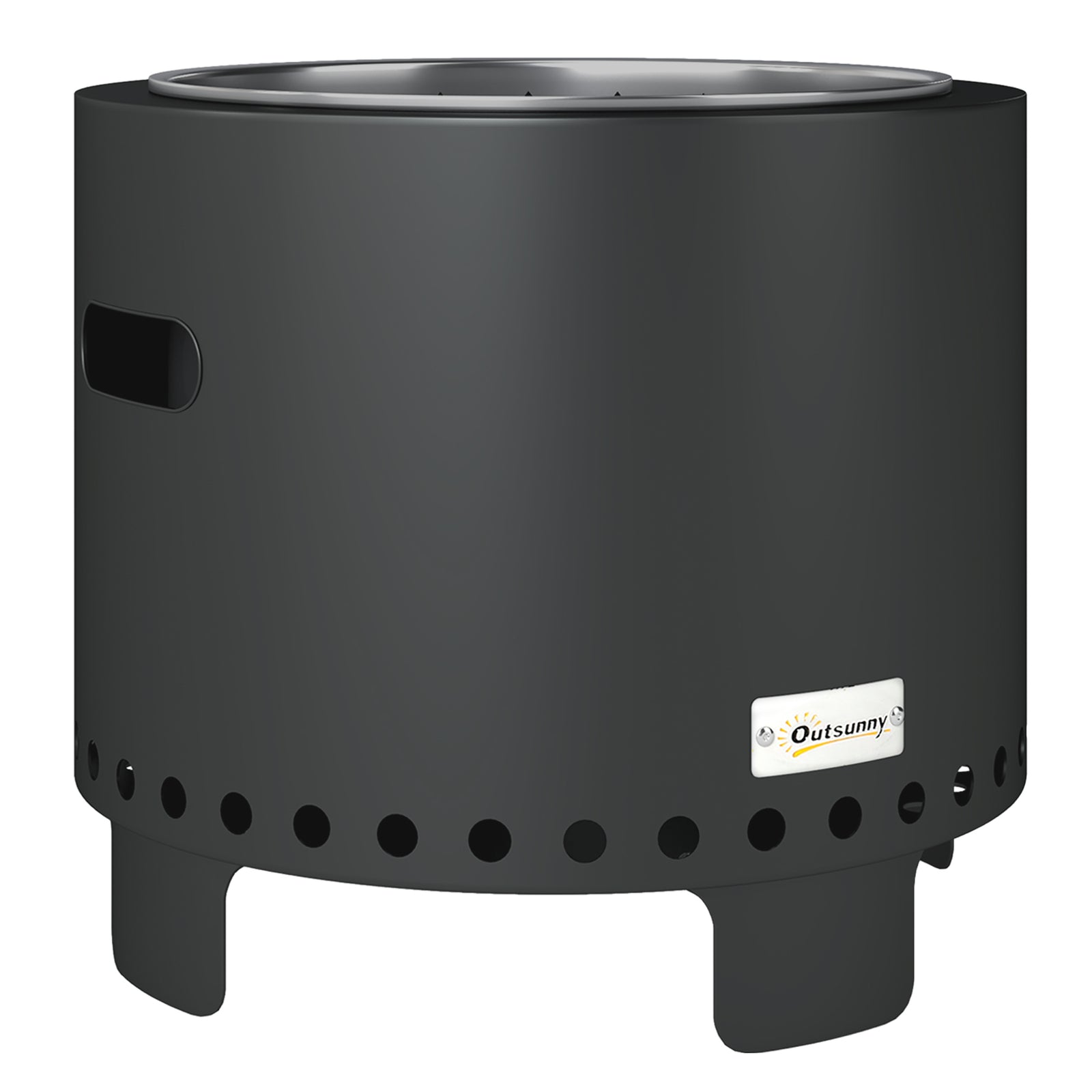 Smokeless Steel Fire Pit, with Poker - Grey