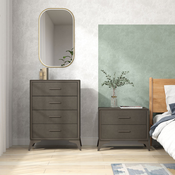 Velvet-Feel Chest of Two Drawers - Brown