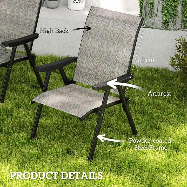 Set of Four Folding Outdoor Chairs - Black/Grey