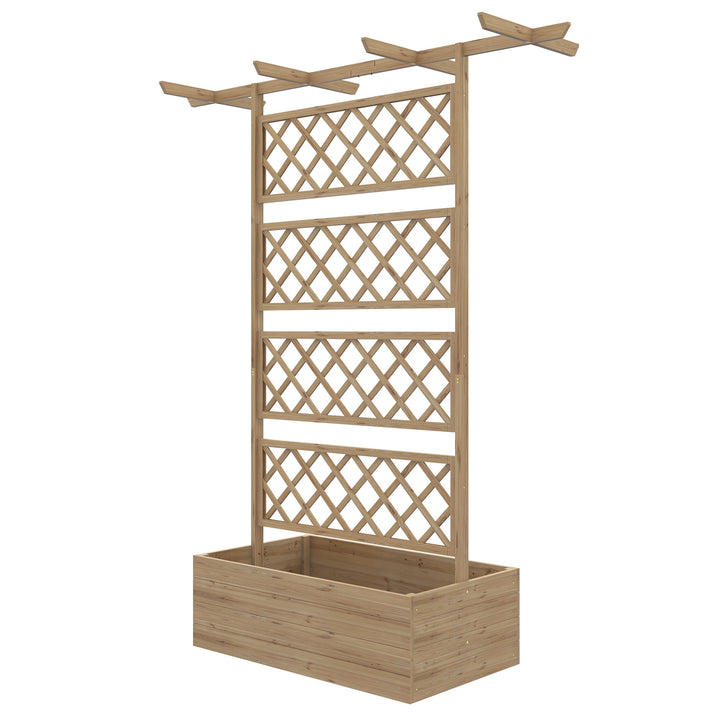 Outsunny Wooden Trellis Planter Box, Raised Garden Bed to Grow Vegetables, Herbs and Flowers, Natural Tone | Aosom UK